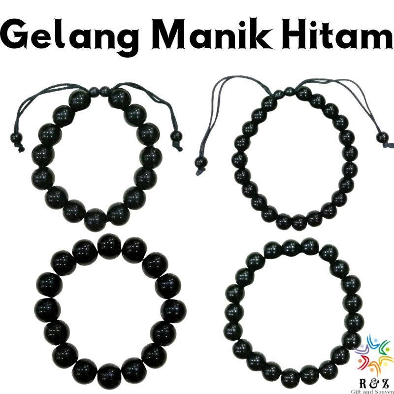 Gelang Manik Hitam / สร้อยข้อมือลูกปัดสีดํา / สร้อยข้อมือลูกปัดสีดํายืดหยุ่น / Gelang Hitam / สร้อยข
