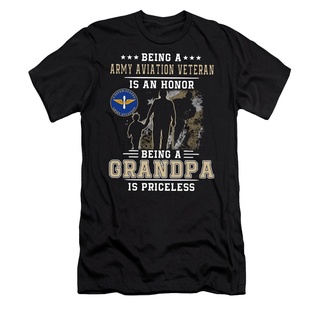 T-shirt  เสื้อยืดผ้าฝ้าย 100% แขนสั้น พิมพ์ลาย Being Army Airlines Is an Honor Being Grandpa Is a Priceless Teacher ขนาด