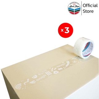 LOUIS TAPE เทปพิมพ์ "ขอบคุณ" 2 นิ้ว x 45y พื้นใส พิมพ์ขาว (3 ม้วน/แพ็ค)