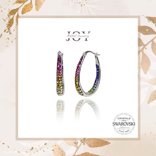 [Joy outlet] Be lively Earrings ต่างหูห่วง ประดับคริสตัล Swarovski 7 สี