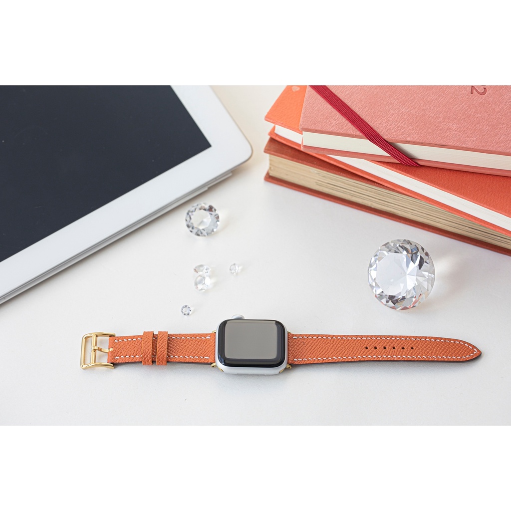 Studio23 Orange H. Epsom Calfskin Apple Watch Strap สาย Apple Watch หนังแท้คุณภาพพรีเมี่ยม