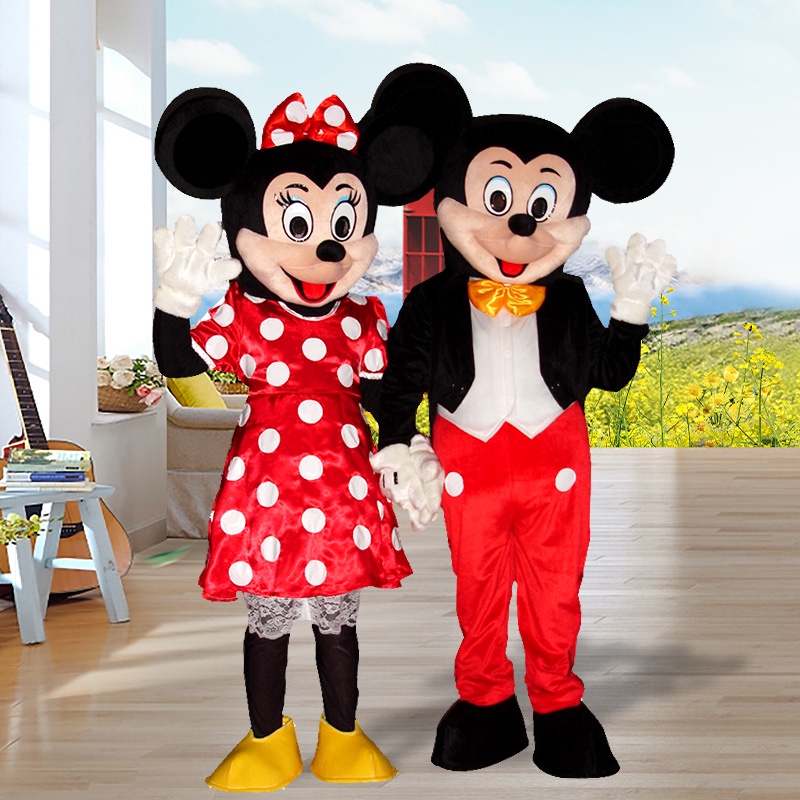 Disney Mickey Mouse Mascot อะนิเมะคอสเพลย์เครื่องแต่งกายชุดตัวอักษร Unisex ชุดคุณภาพสูงผู้ใหญ่เสื้อผ้า