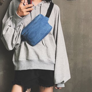 พร้อมส่ง กระเป๋าคาดอกJeanทรงเหลี่ยม ให้ดูลุคเท่ๆ สบายๆ💗