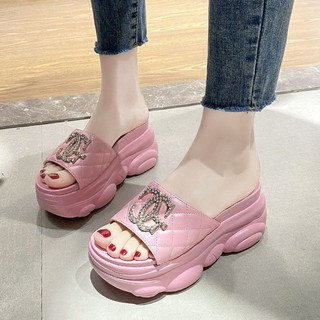 พร้อมส่ง!! ดำ39 รองเท้าส้นตึก สูง9cm size34-39 ดำ39