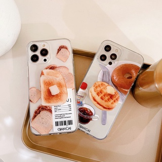 เคสไอโฟน for iPhone 13 12promax 11 Case กันกระแทก เคสกริ๊บต๊อก ขนมปังปิ้ง ชายามบ่าย TPUนุ่มนิ่ม สำหรับ 7/8Plus XR XSmax XS Cover