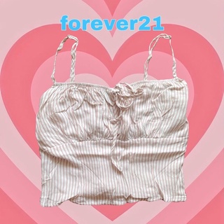 เสื้อสายเดี่ยวลายทางขาวชมพู | forever21