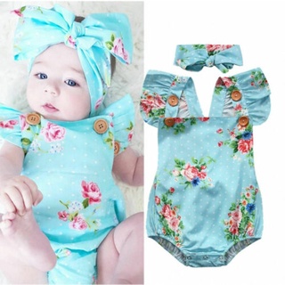 BABYGARDEN Baby Girls Floral Cute Lovely Romper With Headband