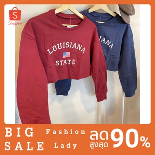 เสื้อครอปแขนยาวลายเป็นตัวอักษรเก๋แบบใหม่สไตล์เก่าหลี