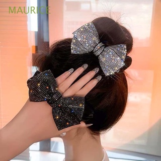 MAURICE Cute Ponytail Holder All-match Women Hair Ring Bow Knot Scrunchies Hair Accessories Hair Tie Sweet Rhinestone Shiny Retro Korean Style Hair Rope/Multicolor