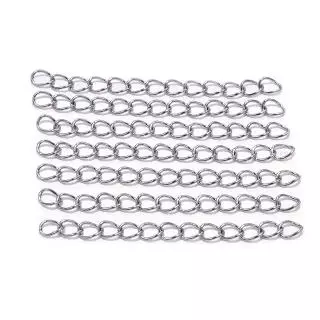 St.kunkka 50Pcs โซ่ต่อขยายสแตนเลส 304 แท้ โซ่ท้ายปรับระดับ สายโซ่สแตนเลส ขนาด 50 70 ซม. สำหรับเครื่องประดับ สร้อยคอ สร้อยข้อมือ