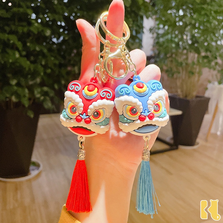 พวงกุญแจ จี้รูปหัวสิงโต เหมาะกับของขวัญ สไตล์จีน แบบสร้างสรรค์