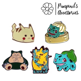 🇹🇭 พร้อมส่ง : เข็มกลัดเซ็ทโปเกม่อนฟุชิกิดาเนะ,พิคาชู,สนอร์แล็กซ์ | Bulbasaur,Pikachu&amp;Snorlax (Pokemon) Enamel Brooch Pin