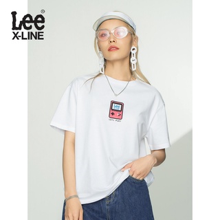 ใหม่ Lee XLINE2022 ใหม่สบายแฟนรุ่น multicolor โลโก้พิมพ์เสื้อยืดแขนสั้นผู้หญิงน้ำ L439104LE สีดำ