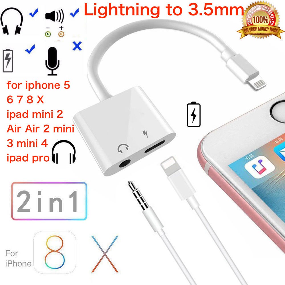 Adapter Lightning To 3.5 Mm Headphone Jack+Charge Adapter สำหรับ ไอโฟน