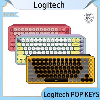 Logitech POP KEYS คีย์บอร์ดไร้สายบลูทูธ สไตล์พังก์ เรโทร รองรับ Windows MAC IPAD