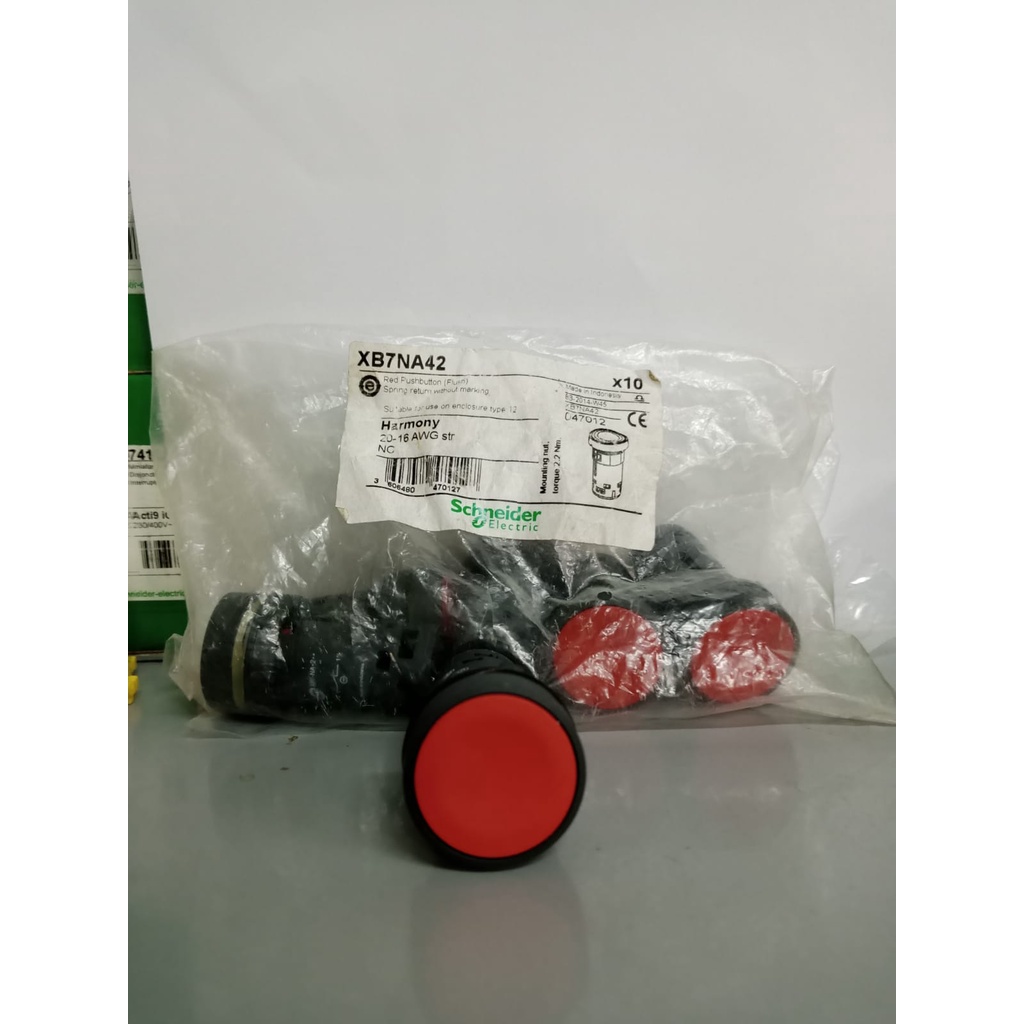 MERAH Schneider Electric XB7 ปุ่มกด 1NC สีแดง - XB7NA42