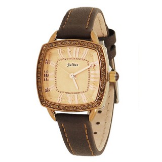 JULIUS WATCH JA630 สีน้ำตาล (BROWN)นาฬิกาข้อมือผู้หญิง แบรนด์เกาหลี แฟชั่นฮิตของแท้100% สายหนัง