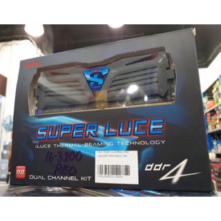 16-3200 Red LED (DUAL) GEIL DDR4 LED SUPER LUCE