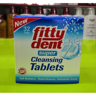 Fitty Dent super Cleansing Tablets 32s ฟิตตี้เด้นท์ เม็ดฟู่ทำความสะอาดฟันปลอม หรือเครื่องมือจัดฟัน