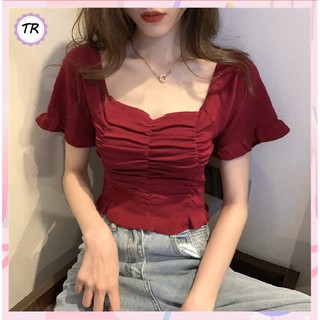 Katoshop🍒 พร้อมส่ง เสื้อแฟชั่น เสื้อแฟชั่นเกาหลี เลื้อผ้าผู้หญิง เสื้อผ้า​ไหมพรม🍒 เสื้อเกาหลี น่ารัก แมทช์ง่าย