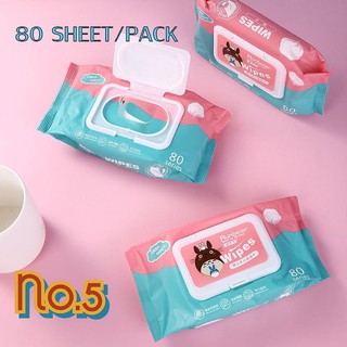 No.5 Baby Wipes 80 แผ่น Organic and natural ทิชชู่เปียกสูตรน้ำ 99.99% สำหรับเด็ก และผู้ใหญ่ ไม่แพ้ พร้อมส่งจากไทย