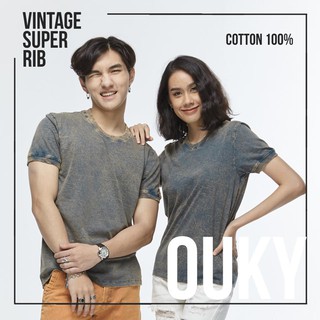 Ouky  เสื้อผ้าฟอก เสื้อคอกลม ผ้าcotton 100%