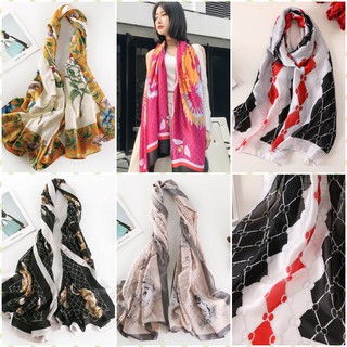 🔥SILK SCARF มีหลายลาย หรู ผ้าซาตินผืนใหญ่ พร้อมส่ง