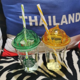 📦พิเศษส่งฟรี☺️ ✨Starbucks แก้วใส Cool Whip Glass 12 ออนซ์ 💲สีเขียว และสีเหลือง ได้ทั้งสองใบ ไปใช้คู่กัน หนุงหนิง🌸🍀