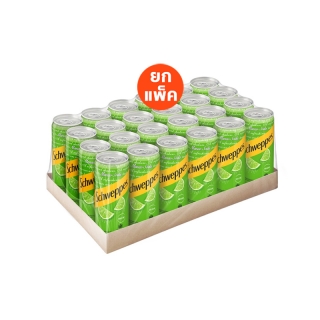 ชเวปส์ น้ำอัดลม มะนาวโซดา 330 มล. 24 กระป๋อง Schweppes Soft Drink Lime Soda 330ml Pack 24