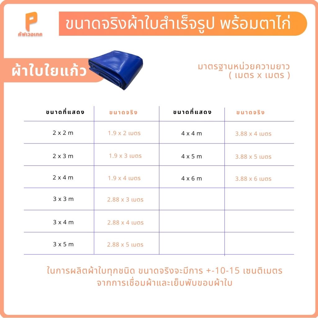 ผ้าใบกันแดดกันฝนPVC ใยแก้ว รุ่นStandard ตาไก่ทุกเมตร ผ้าใบคลุมของ ผ้าใบบังแดด Covertech รูปที่ 3