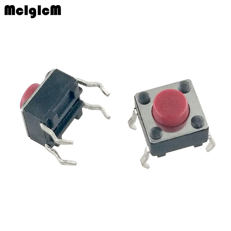 100PCS 6 * 6 * 5 มม. ปุ่มสีแดง 6x6x5 มม. 4 ทัชสวิทช์ปุ่มกดสัมผัส Tact Switch