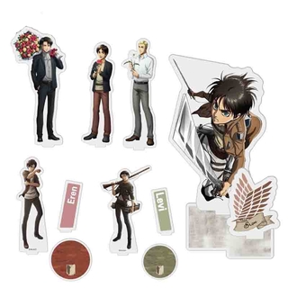 ฟิกเกอร์อะคริลิค การ์ตูนอะนิเมะ Attack on Titan รูป Eren Mikasa สำหรับตกแต่งโต๊ะ