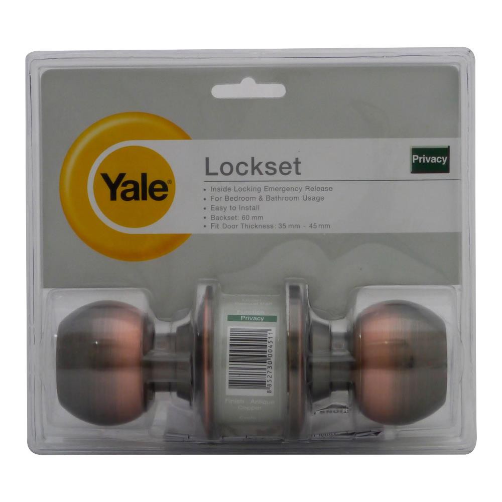 ลูกบิดห้องน้ำ YALE หัวกลม ขนาด 65 มม. หัวและจานวัสดุทำจากทองเหลือง ไม่เป็นสนิม AC BATHROOM KNOB Lock ลูกบิดประตูห้องน้ำ
