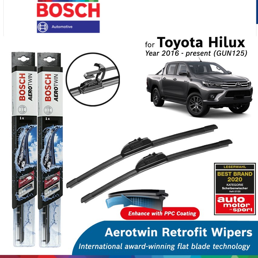 Bosch Aerotwin Retrofit U Hook ชุดปัดน้ําฝนสําหรับ Toyota Hilux Revo Gun125 (22"+16")