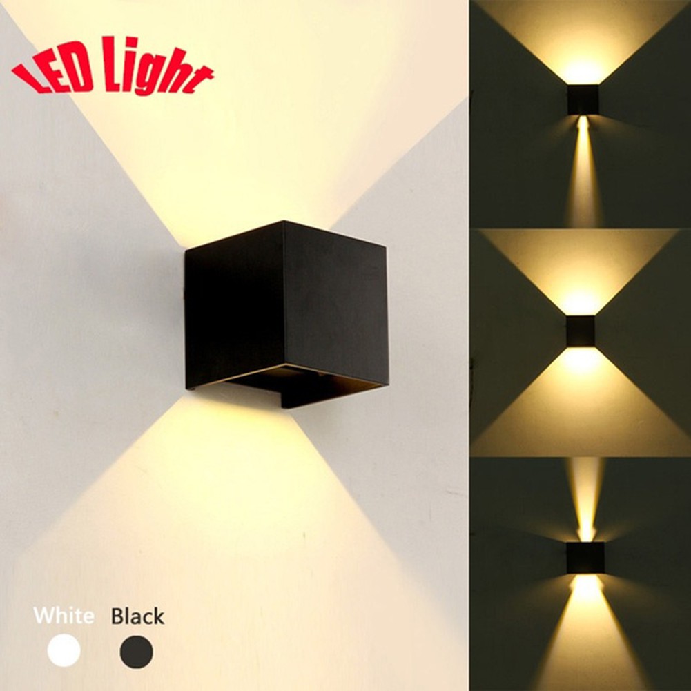 (COD) หรี่แสงลูกบาศก์ COB LED โคมไฟห้องน้ำโคมไฟติดผนังกันน้ำไฟบ้านง่ายตกแต่งกลางแจ้ง