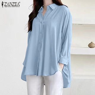 Zanzea เสื้อเชิ้ตแขนยาวลําลอง คอปก สีพื้น หรูหรา สไตล์เกาหลี สําหรับผู้หญิง