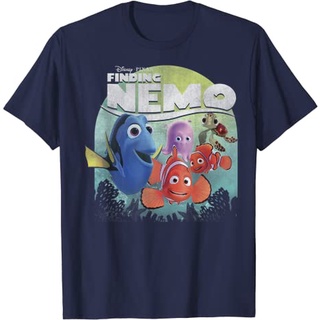 เสื้อยืดผ้าฝ้ายพรีเมี่ยม เสื้อยืด พิมพ์ลายกราฟิก Disney Pixar Finding Nemo Group Shot