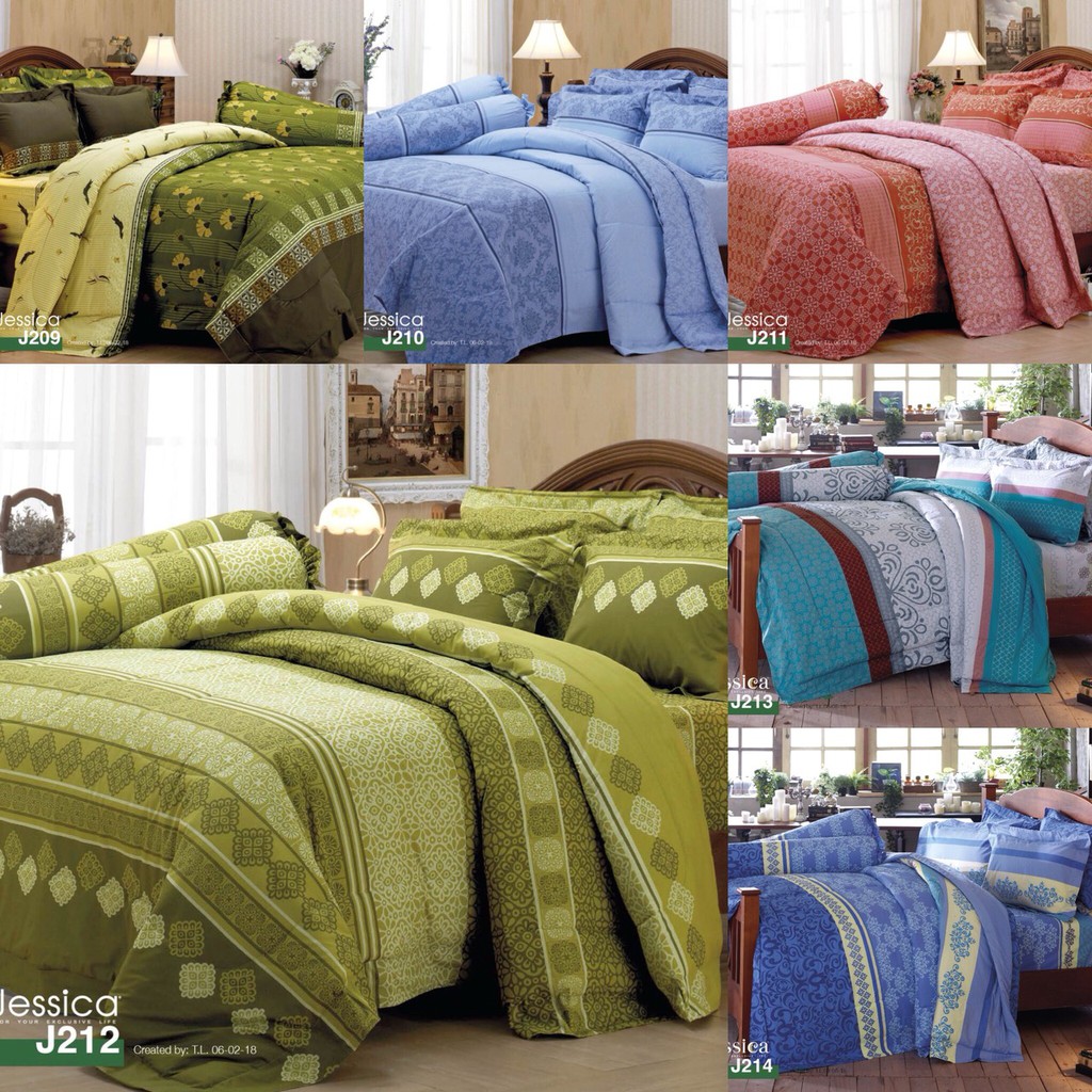 Jessica ชุดผ้านวม+ผ้าปูที่นอน สีพื้น ขนาด 5ฟุต 6ฟุต ของแท้100% ...