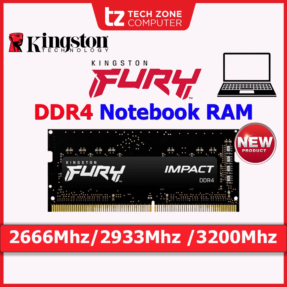 Kingston Fury หน่วยความจําโน้ตบุ๊ก DDR4 2666 2933 3200Mhz SODIMM RAM (4GB 8GB 16GB 32GB)