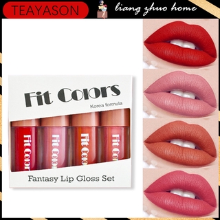 Teayason 4 ชิ้น / เซต ลิปกลอส เนื้อแมตต์ เซตลิควิด ลิปสติก กันน้ํา ติดทนนาน ชุ่มชื้น ลิปสติก ผู้หญิง ลิปทินท์ ความงาม ชุดเครื่องสําอาง