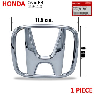 Logo โลโก้หน้ากระจัง โลโก้ติดกระจังหน้า "H" ของแท้ สีโครเมี่ยม สำหรับ Honda Civic FB ปี 2012-2015