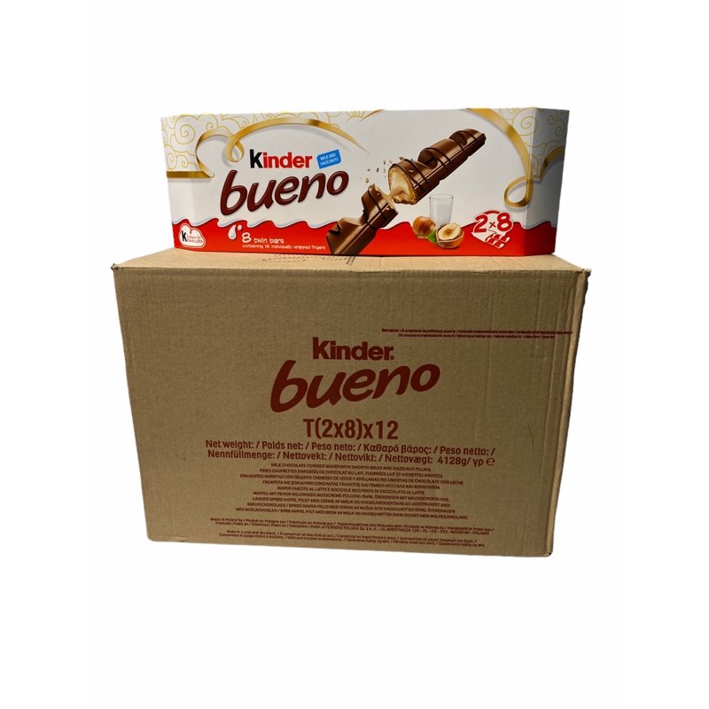 KINDER BUENO CHOCOLATE,ซ็อกโกแลตแท่ง สินค้านำเข้าจากมาเลเซีย 1ลัง/บรรจุ 12 กล่อง ราคาส่ง ยกลัง สินค้