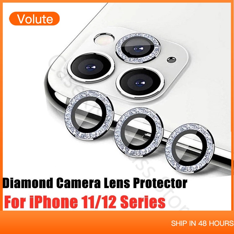Glitter เลนส์โลหะกระจกกล้องเลนส์ป้องกันฟิล์มสําหรับ Iphone 11 12 13 14 15 16 Pro Max Mini