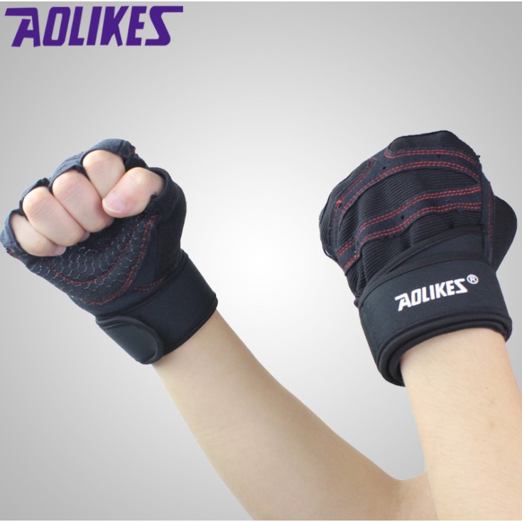AOLIKES ของแท้ (A109) แพ็คคู่ ถุงมือออกกำลังกาย รุ่น Premium Series ถุงมือฟิตเนส ถุงมือยกน้ำหนัก