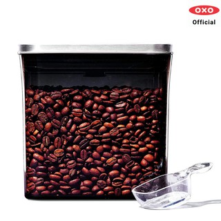 OXO กล่องถนอมอาหาร สี่เหลี่ยมผืนผ้า ขนาด 1.6 ลิตร ฝาสแตนเลส สตีล พร้อมช้อนตัก l STL Coffee With Scoop 1.6 L ของแท้ 100%