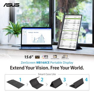 ASUS ZenScreen MB16ACE 15.6” Portable USB Type-C Monitor Full HD (1920 x 1080) IPS Eye Care with Lite Smart Case Ext.