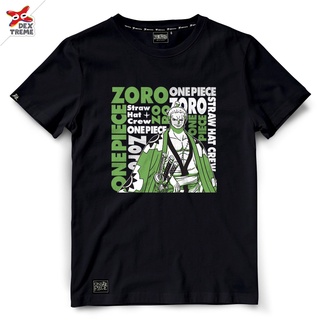 Dextreme เสื้อวันพีซ T-shirt (DOP-1343-BK) ลาย โซโล Zoro มีสีดำและสีเขียว