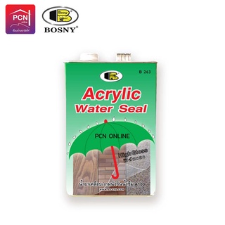 บอสนี่ น้ำยาเคลือบเงาปูนเปลือย กระเบื้องหินทราย ฯลฯ เอร้อย A100 Acrylic Water Seal B263 Bosny ขนาด 1/4 แกลลอน(0.95ลิตร