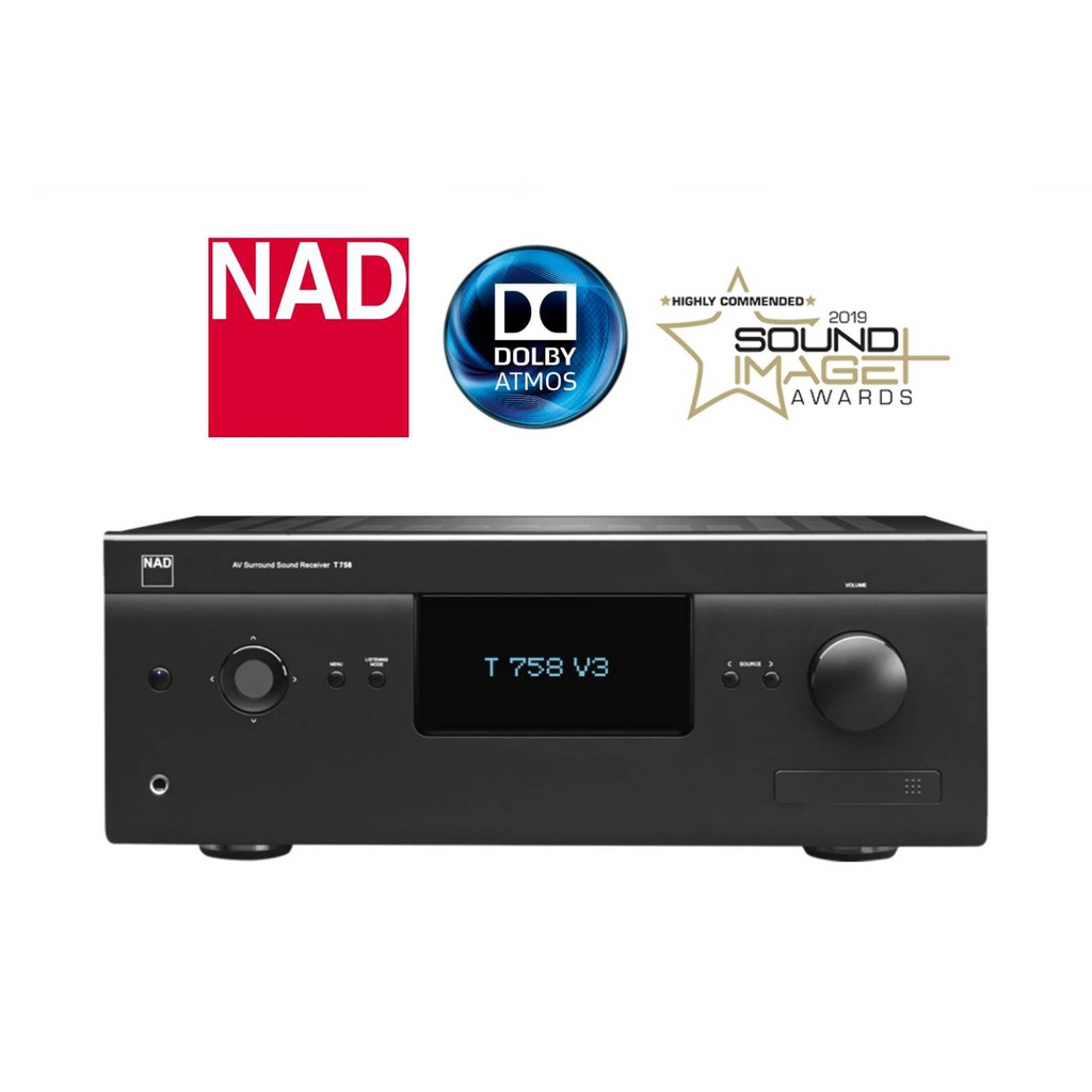 NAD T758 V3i AV Surround Sound Receiver w/ Dolby Atmos แอมป์ดูหนัง 60วัตต์x7 มีตัวสตรีมมิ่งในตัว