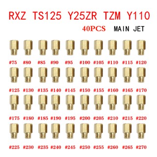 40PCS SAFETY MAIN JET สำหรับ YAMAHA RXZ, Y125Z, TZM, TS125 (SIZE 75 -&gt; 270)